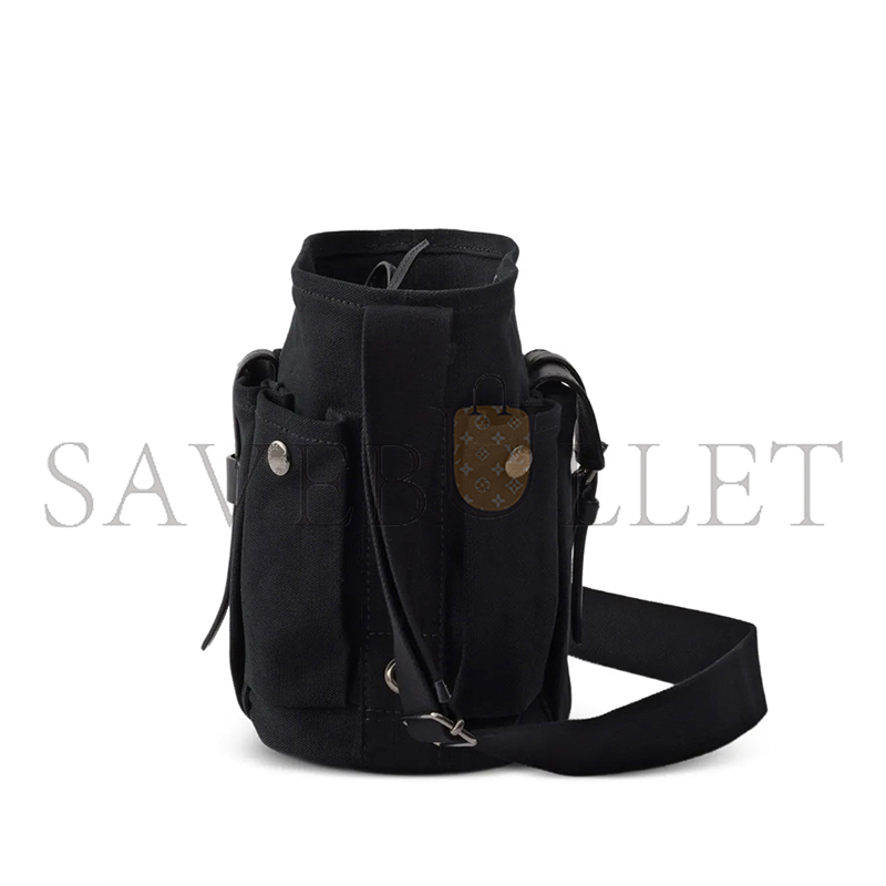 PRADA ROUTE MINI CANVAS AND LEATHER BUCKET BAG 1BE106 (24.5*23*15cm)